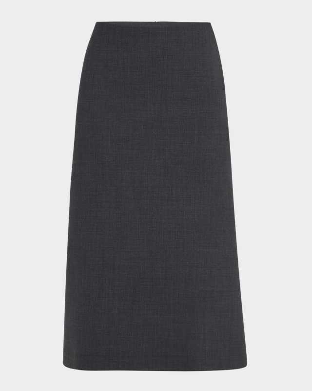 Seamed A-Line Midi Skirt